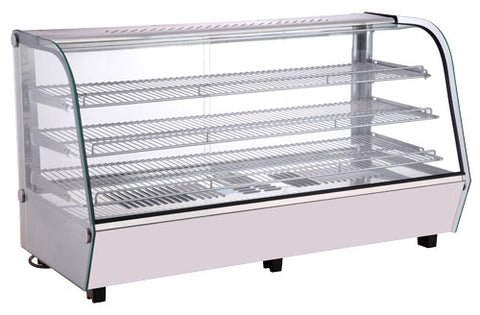 Omcan 47456 - 48″ Countertop Display Warmer, 3 Shelves, Front Curved Glass, Full-Service, 7.14 cu. ft. (202 L) Capacity