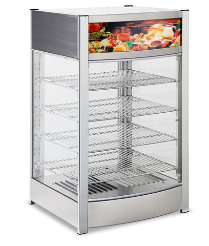 Omcan 47477 - 18" Countertop Display Warmer, 4 Shelves, Sliding Doors, Full-Service 3.4 cu.ft. (97L) Capacity – 110V, 800W