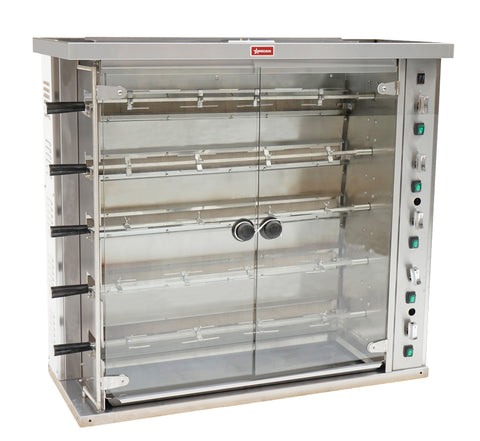 Omcan 47495 - 47″ Countertop Natural Gas Rotisserie, 5 Spits, 20 Chicken Capacity, 105,000 BTU