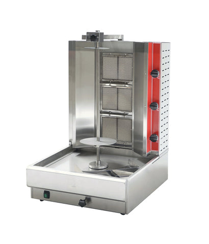 Omcan 47496 - Doner Kebab Machine / Vertical Broiler / Shawarma Grill with 3 burners and 65 lb capacity – Natural Gas/Liquid Propane