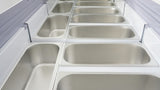 Omcan 47744 - 71″ Thirteen (13) Pan Gelato Dipping Cabinet with Flat Sneeze Guard and Pans