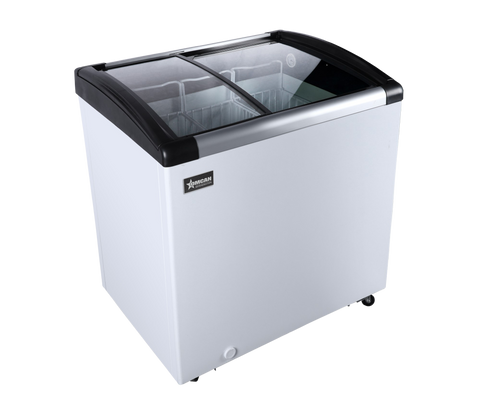 Omcan 47751 - 31″ Two (2) Door Ice Cream Display Chest Freezer with Curved Glass Top, 4.1 cu.ft. (116 L)
