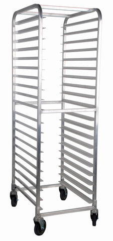 Omcan 47802 - Mobile Steam Table Pan Rack, 20 Slides with 3″ Spacing, Curved Top, Aluminum