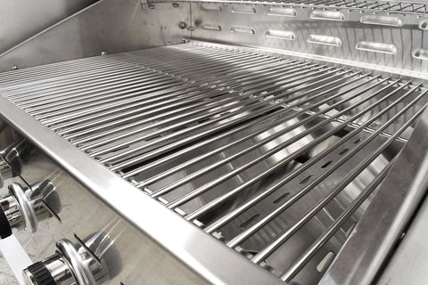 Omcan 47841 - Stainless Steel Propane Outdoor BBQ Grill, 6 Burners, 96000BTU, Top And Side Shelf, 1 Roll Dome