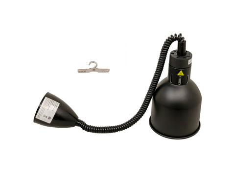 Omcan 47874 - Heat Lamp – Ceiling Mount – 30″-80″ Retractable Cord with Black Dome Shade
