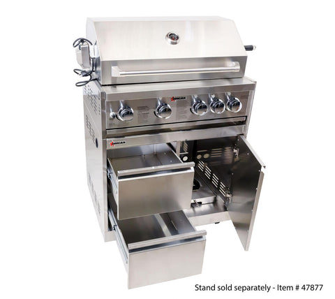 Omcan 47876 - 30″ BBQ Grill Propane Gas 5 Burners 58,000 BTU with Rotisserie Kit, Warming Rack, LED Light