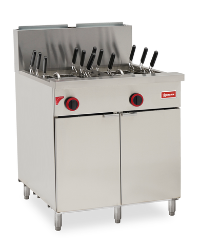 Omcan 48000 - 2 x 11 Gallon (42L) Natural Gas Floor Model Pasta Cooker, 140,000 BTU