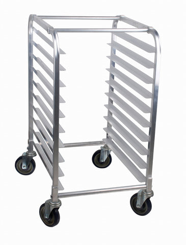 Omcan 48013 - Mobile Steam Table Pan Rack, 10 Slides with 3″ Spacing, Curved Top, Aluminum