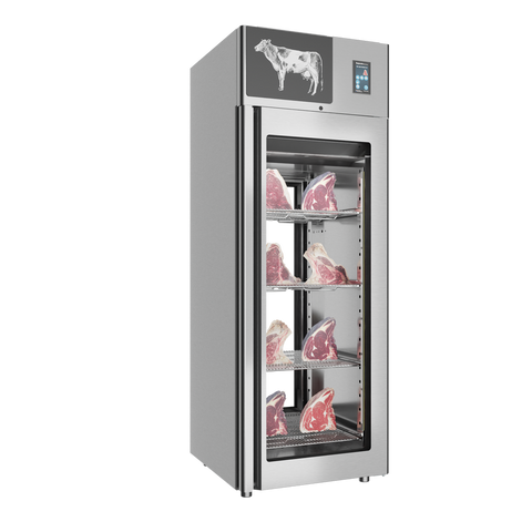 Omcan 48038 - Stagionello® Dry Age 3.0 700 Liter, 150 Kg Dry Aging Cabinet with Humidity Management, 2-Glass View – 220-240V, 1Ph, 548W