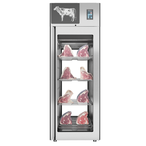 Omcan 48038 - Stagionello® Dry Age 3.0 700 Liter, 150 Kg Dry Aging Cabinet with Humidity Management, 2-Glass View – 220-240V, 1Ph, 548W