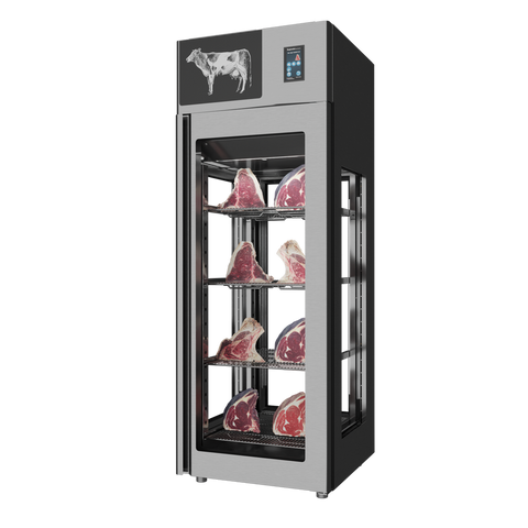 Omcan 48039 - Stagionello® Dry Age 3.0 700 Liter, 150 Kg Dry Aging Cabinet with Humidity Management, 4-Glass View – 220-240V, 1Ph, 548W