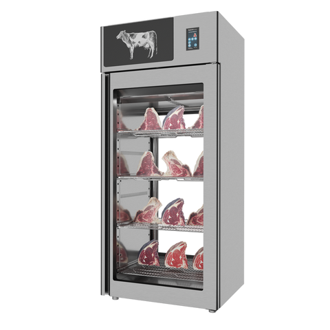 Omcan 48041 - Stagionello® Dry Age 3.0 900 Liter, 225 Kg Dry Aging Cabinet with Humidity Management, 2-Glass View – 220-240V, 1Ph, 548W