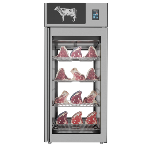 Omcan 48041 - Stagionello® Dry Age 3.0 900 Liter, 225 Kg Dry Aging Cabinet with Humidity Management, 2-Glass View – 220-240V, 1Ph, 548W