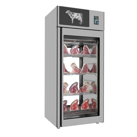 Omcan 48041 - Stagionello® Dry Age 3.0 900 Liter, 225 Kg Dry Aging Cabinet with Humidity Management, 2-Glass View – 220-240V, 1Ph, 548W