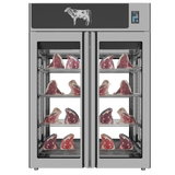Omcan 48045 - Stagionello® Dry Age 3.0 1400 Liter, 450 Kg Dry Aging Cabinet with Humidity Management, 4-Glass View – 220-240V, 1Ph, 548W