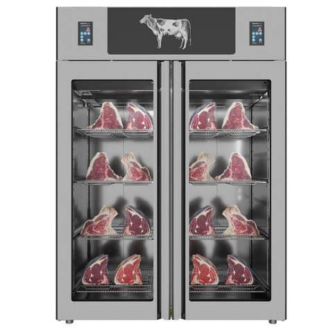 Omcan 48046 - Stagionello® Dry Age 3.0 TWIN 1400 Liter, 150 Kg + 150 Kg Dry Aging Cabinet with Humidity Management, Standard – 220-240V, 1Ph, 548W