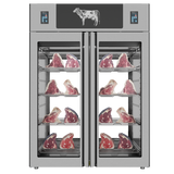 Omcan 48047 - Stagionello® Dry Age 3.0 TWIN 1400 Liter, 150 Kg + 150 Kg Dry Aging Cabinet with Humidity Management, 2-Glass View – 220-240V, 1Ph, 548W