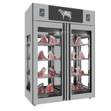 Omcan 48048 - Stagionello® Dry Age 3.0 TWIN 1400 Liter, 150 Kg + 150 Kg Dry Aging Cabinet with Humidity Management, 4-Glass View – 220-240V, 1Ph, 548W