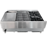 Omcan 48086 - 36″ Countertop Gas Combination Hot Plate, Charbroiler and Griddle Combo- 115,000 BTU Natural Gas