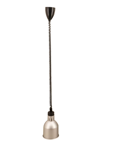 Omcan 48088 - Heat Lamp – Ceiling Mount – 30″-80″ Retractable Cord with Silver Dome Shade