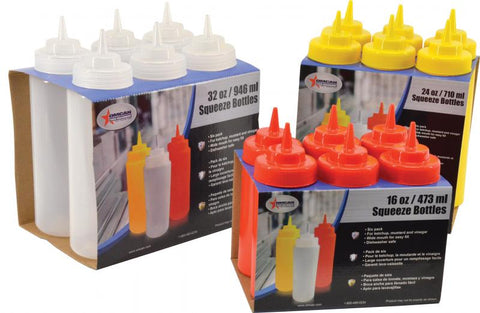 Omcan 48103 - 12 oz Condiment Squeeze Bottle, 6 pcs/Pack, BPA Free – Clear