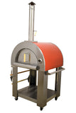 Omcan 48113 - 32″ Wood Fired Pizza Oven Stainless Steel with Red Enamel Coating Shield