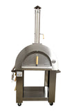 Omcan 48113 - 32″ Wood Fired Pizza Oven Stainless Steel with Red Enamel Coating Shield