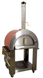 Omcan 48113 - 32″ Wood Fired Pizza Oven Stainless Steel with Red Enamel Coating Shield