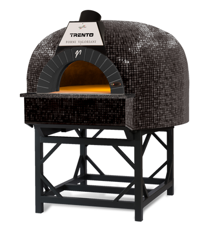 Omcan 48126 - Trento Valoriani Igloo 100 Gas and Wood Fired Pizza Oven, Black Mosaic – 85,300 BTU