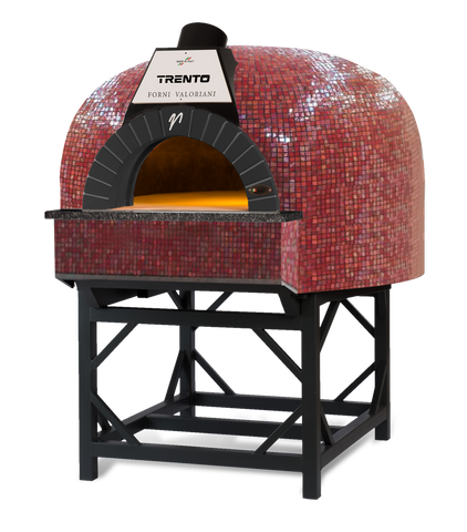 Omcan 48127 - Trento Valoriani Igloo 120 Gas and Wood Fired Pizza Oven, Red Mosaic – 100,000 BTU