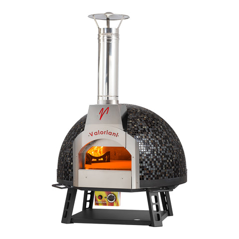 Omcan 48137 - Valoriani Baby 75 Wood Fired and Gas Oven with Mosaic Dome – 44,358 BTU