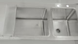 Omcan 48138 - 48″ Cocktail Mix Unit with 7″ Back Splash, 32″ x 12″ x 10″ Ice Bin with Sliding Cover, and 10″ x 12″ x 10″ Sinks
