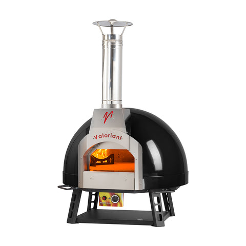 Omcan 48142 - Valoriani Baby 75 Wood Fired and Gas Oven with Black Metal Dome – 44,358 BTU