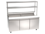 Omcan 48198 - 71″ Stainless Steel Double Deck Overshelf for Prep Table #50048