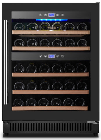 Omcan 48260 - Vinovero 23" Dual Zone Wine Cooler with 40 Bottle Capacity and Black Full Glass Door