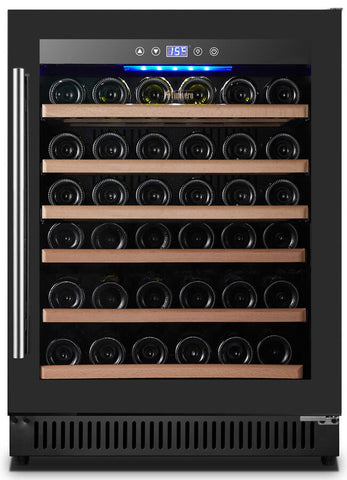 Omcan 48261 - Vinovero 23" Single Zone Wine Cooler with 51 Bottle Capacity and Black Full Glass Door