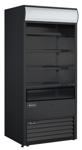 Omcan 48265 - 36″ Four (4) Shelf Grab-and-Go Open Refrigerated Floor Self-Serve Display Case, 18.7 cu.ft. (530 L), Black