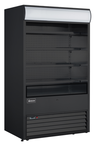 Omcan 48266 - 48″ Four (4) Shelf Grab-and-Go Open Refrigerated Floor Self-Serve Display Case, 24.7 cu.ft. (700 L), Black