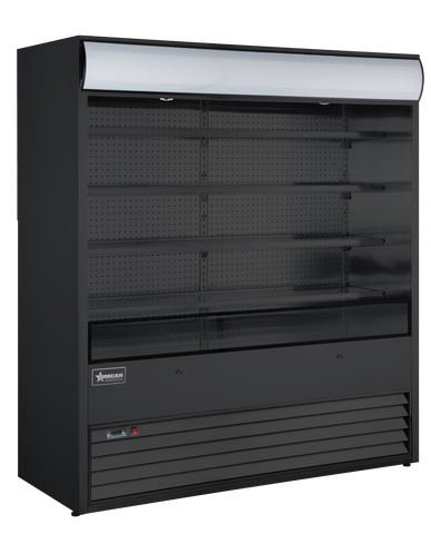 Omcan 48269 - 72″ Four (4) Shelf Grab-and-Go Open Refrigerated Floor Self-Serve Display Case, 37 cu.ft. (1048 L), Black