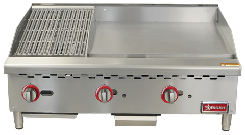 Omcan 48296 - 36″ Countertop Gas Combination Charbroiler and Griddle Combo- 95,000 BTU