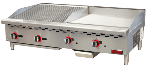 Omcan 48297 - 48″ Countertop Gas Combination Charbroiler and Griddle Combo- 130,000 BTU