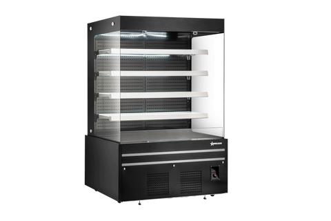 Omcan 48380 - 72” Four (4) Shelf Grab-and-Go Open Front Refrigerated Showcase, 40.96 cu.ft. (1160 L), Black