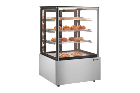 Omcan 48390 - 35"  Floor Display Warmer, 3 Shelves, Square-Glass Front, Full-Service, 15.7 cu.ft. (445 L) Capacity – 110V, 800W