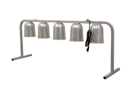 Omcan 48396 - 5-Bulb Commercial Portable Heat Lamp, Silver -  5 x 250W, 110V/60Hz/1Ph