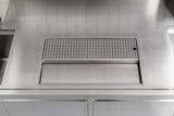 Omcan 48405 - 72” x 30” x 34” Bubble Tea Station with 6” Backsplash, Two 15” x 15” x 10” Sinks, Drainage Panels &amp; Overshelves