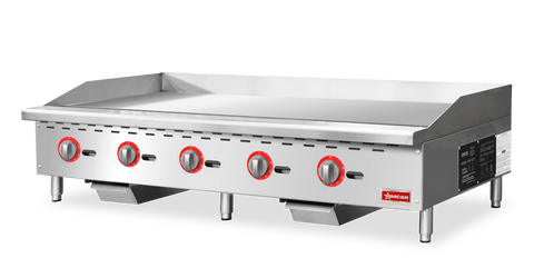 Omcan 48520 - 60″ Gas Griddle 5 Burners with Thermostatic Control, 140,000 BTU