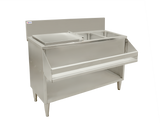 Omcan 48619 - 60″ Cocktail Mix Unit with 7″ Back Splash, 44″ x 12″ x 10″ Ice Bin with Sliding Cover, and 10″ x 12″ x 10″ Sinks