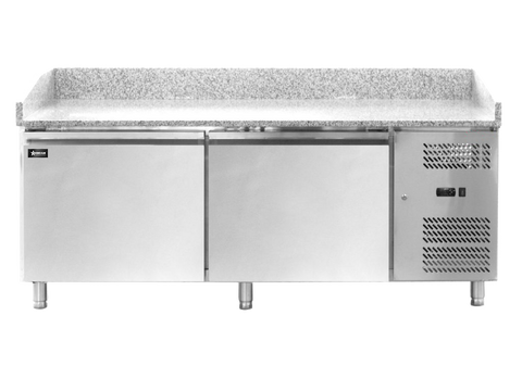 Omcan 48621 - 80″ Two (2) Door Granite Top Refrigerated Pizza Prep Table, 20.5 cu.ft. (580 L), Stainless Steel