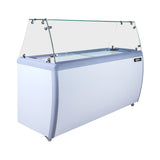 Omcan 48657 - 39″ 6+4 Tubs Capacity Ice Cream Dipping Freezer with Flat Sneeze Guard - 110V/60 Hz/1 Ph
