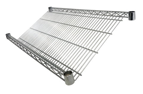 Omcan 48744 - Slanted Merchandising Wire Shelving, 27 Degree, Chromed, 24" x 36"